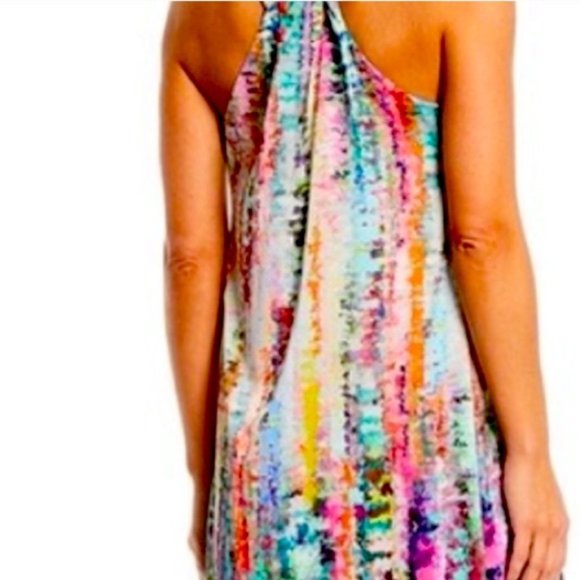 Nicole Miller watercolor print pocket maxi summer dress size L - Picture 2 of 10